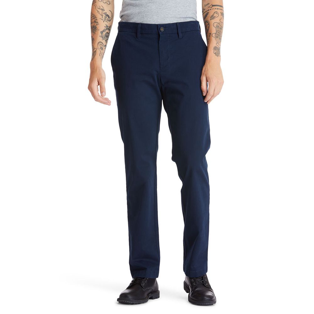 Pantalones Timberland Hombre Squam Lake Stretch Chino Azul Marino - Chile SZQ-301798